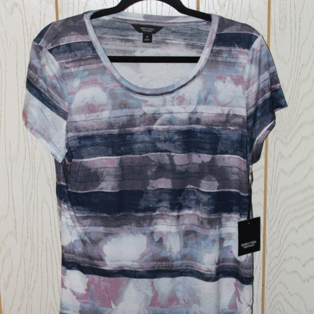 Simply Vera Vera Wang - Women's Short-Sleeved Floral Print Blouse Size M - NWT